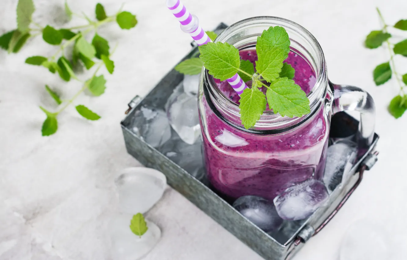 Photo wallpaper berries, blueberries, drink, smoothies