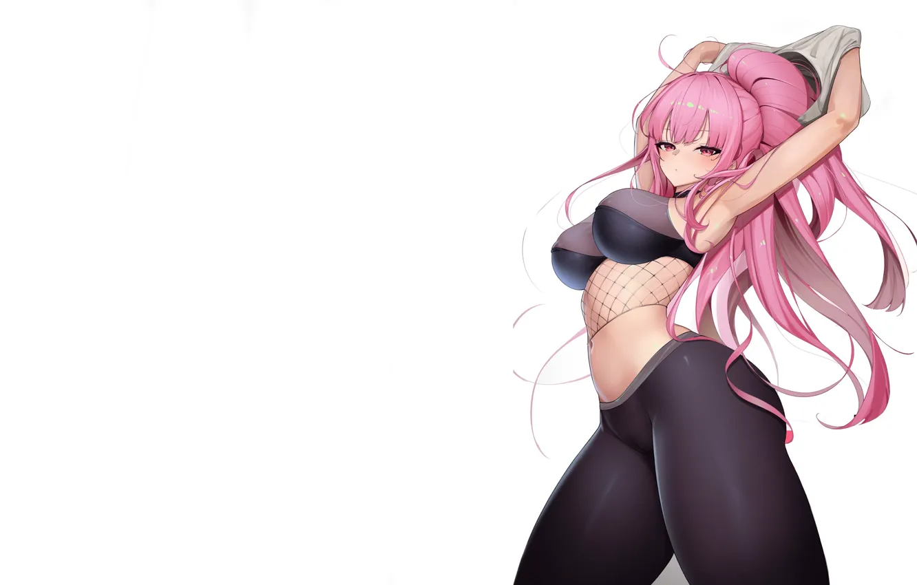 Photo wallpaper girl, hot, sexy, pink hair, boobs, anime, pretty, babe