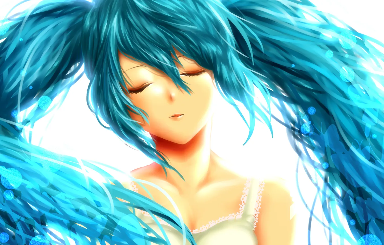 Photo wallpaper girl, butterfly, art, vocaloid, hatsune miku