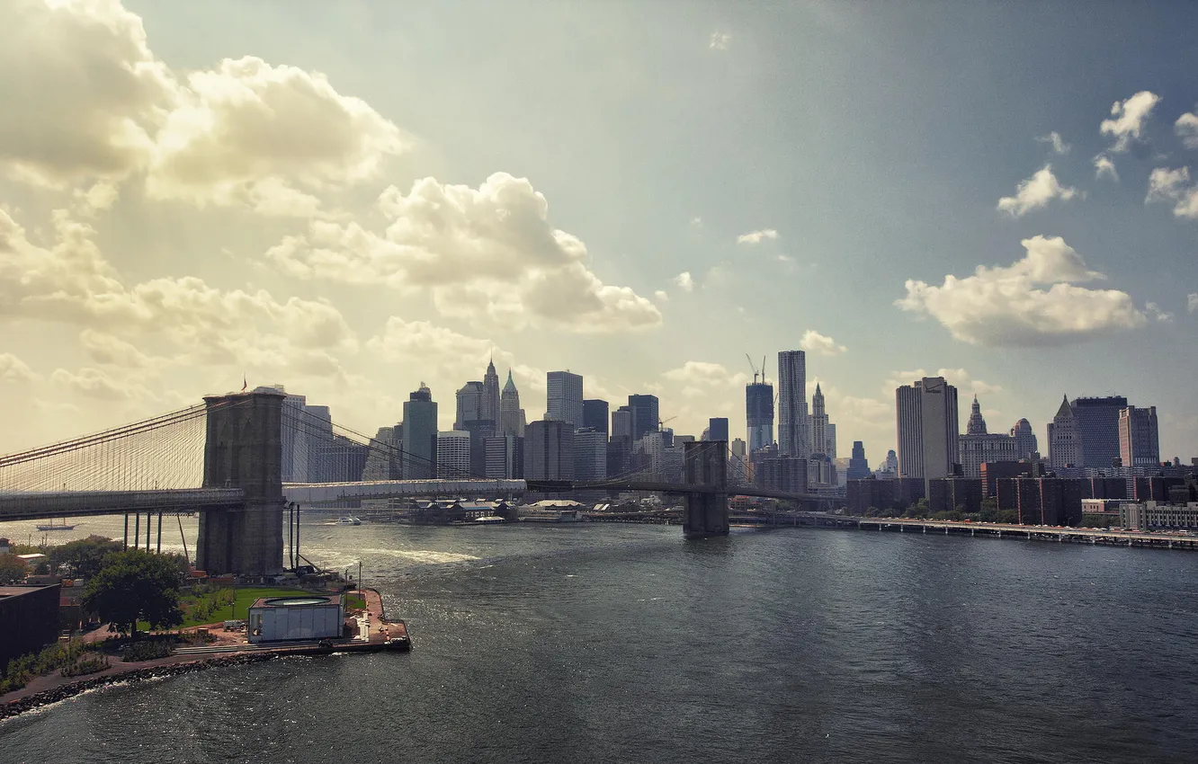 Photo wallpaper bridge, the city, skyscrapers, USA, America, USA, New York City, new York