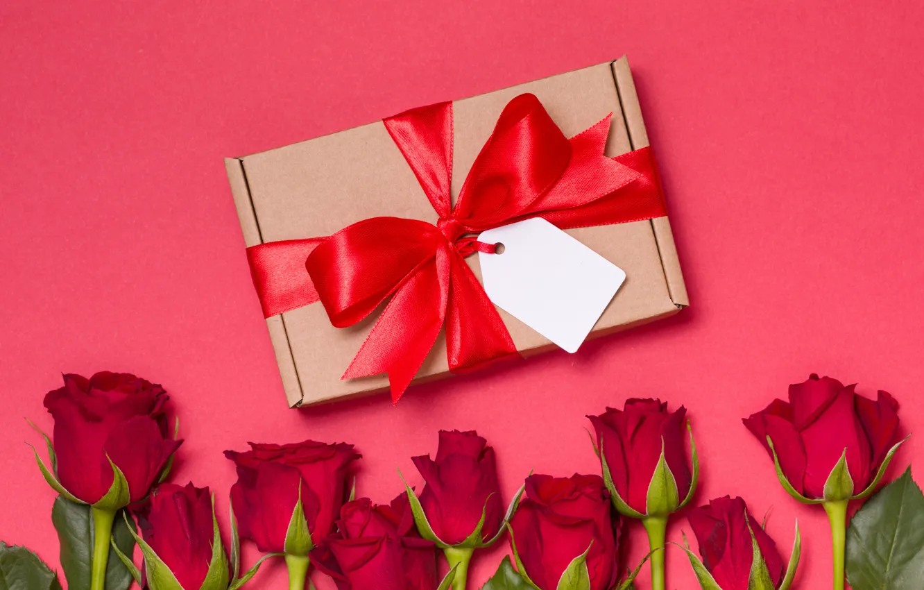 Photo wallpaper love, red, gift, roses, bouquet, red, love, flowers