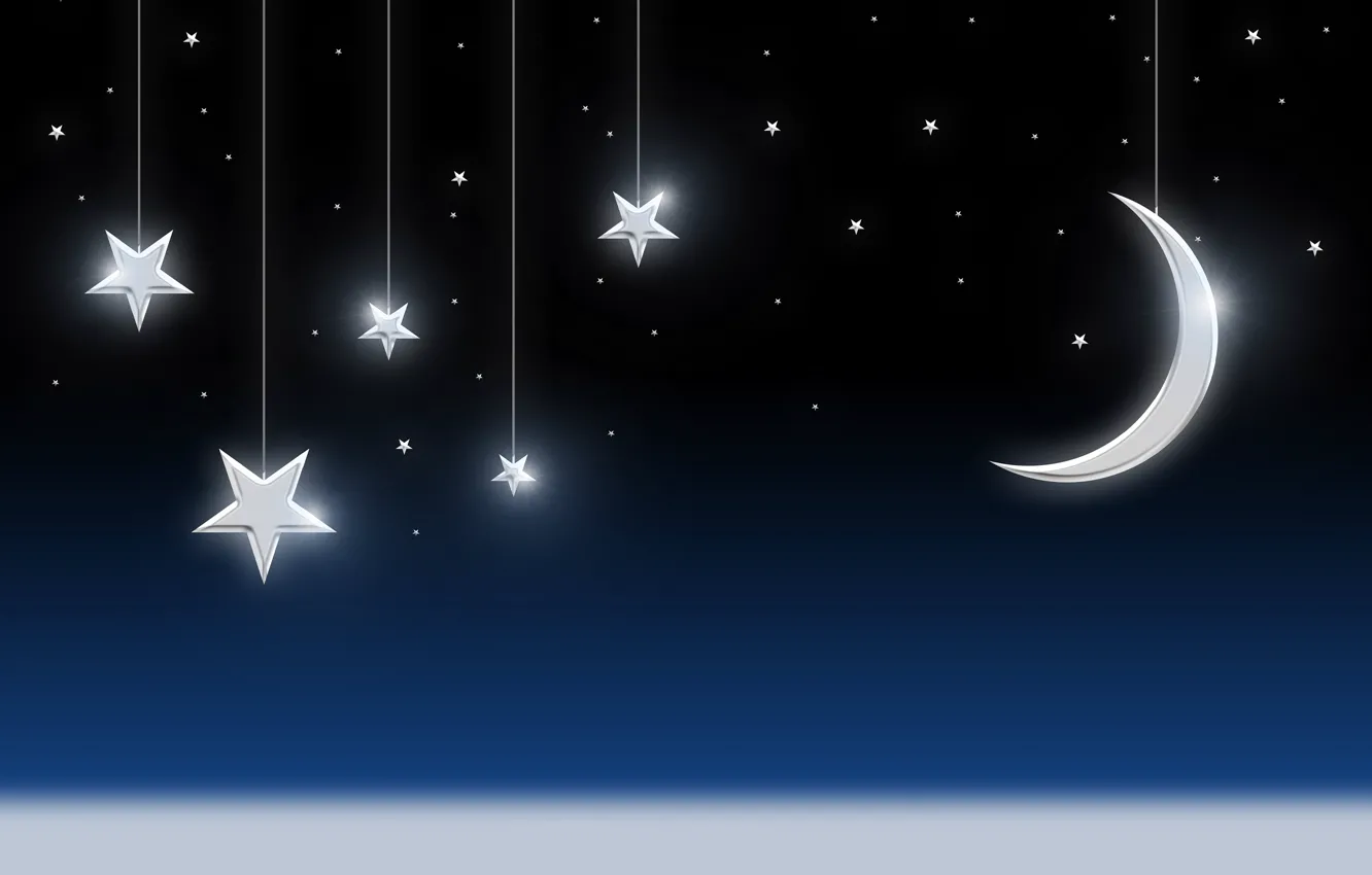 Photo wallpaper the sky, stars, a month, The moon
