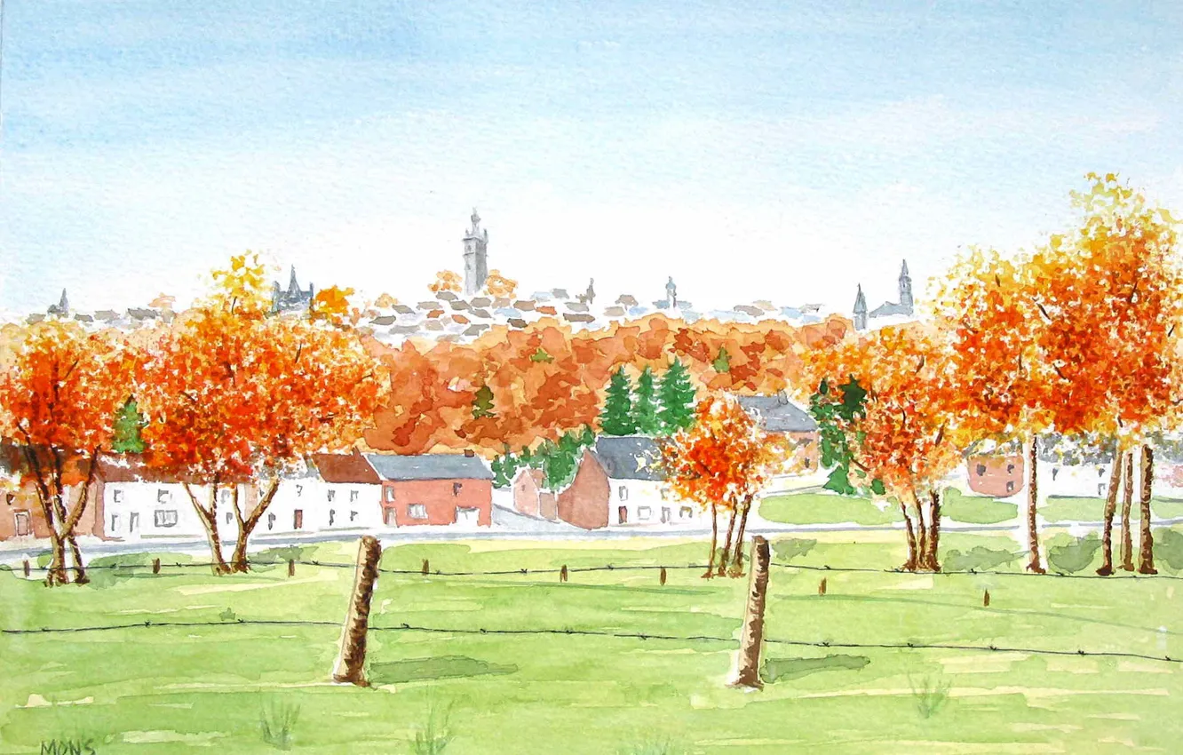 Photo wallpaper figure, watercolor, Belgium, Mons