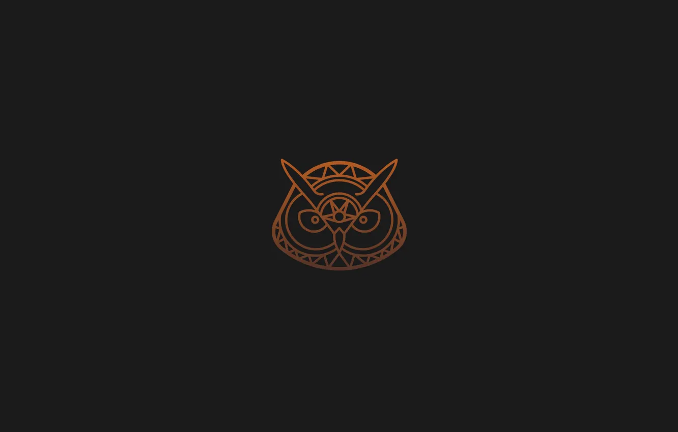 Photo wallpaper orange, grey, black, minimalism, Owl, tattoo, minimal, owl
