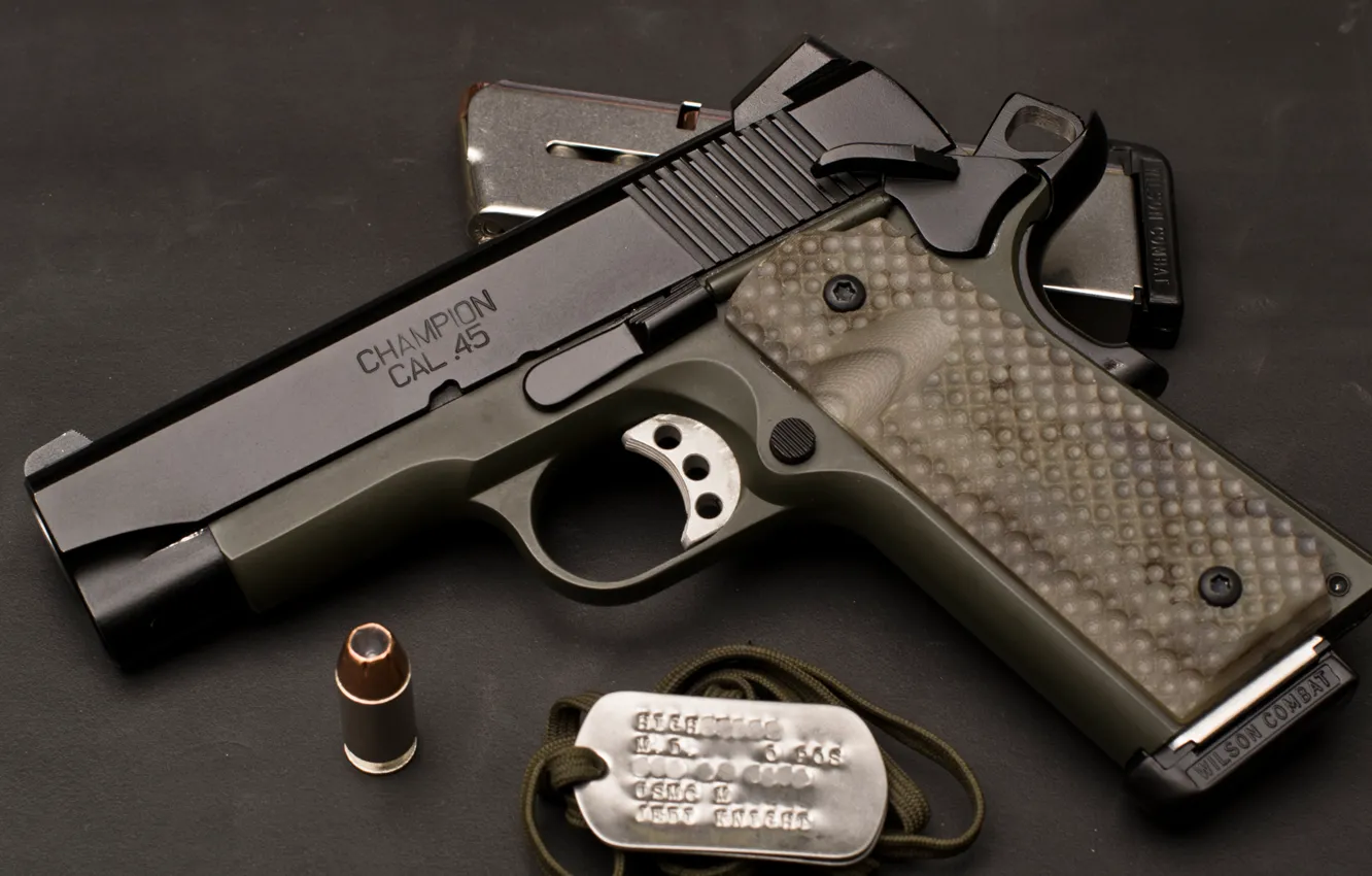 Photo wallpaper gun, weapons, tuning, cartridges, custom, clip, 1911, champion
