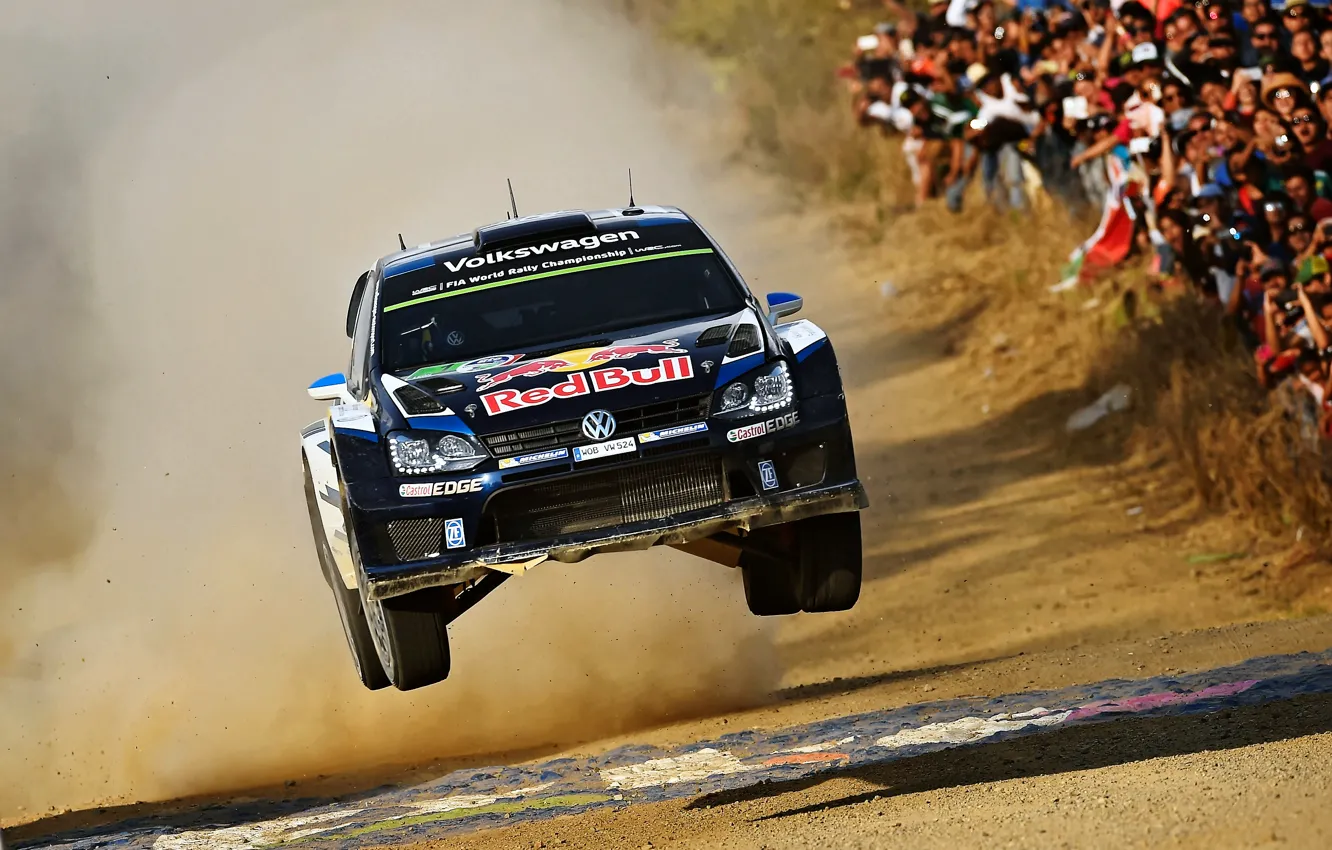 Photo wallpaper jump, dust, Volkswagen, WRC, Rally, Rally, Polo
