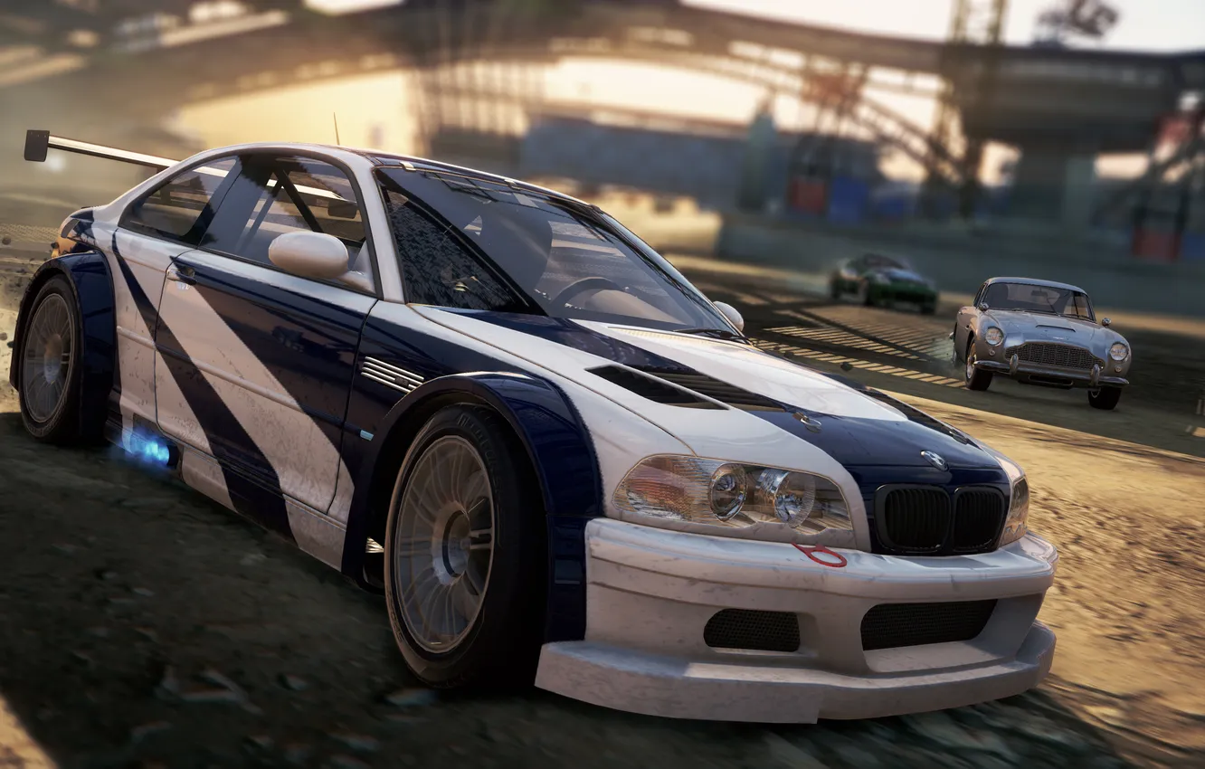 Photo wallpaper game, 2012, Need for Speed, race, most wanted, bmw m3 gtr, Aston Martin DB5