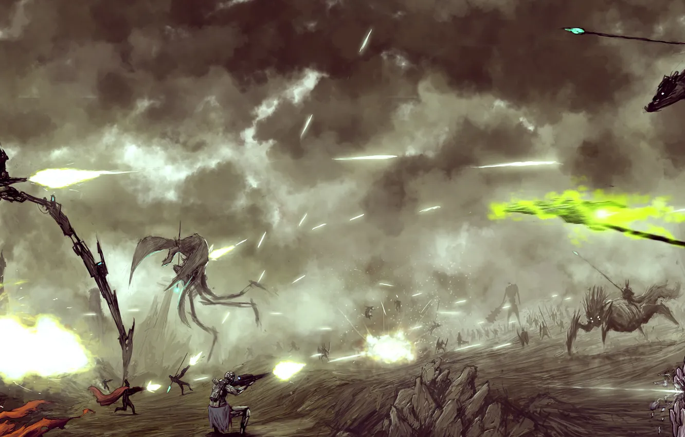 Photo wallpaper weapons, war, dragon, robot, soldiers, cold