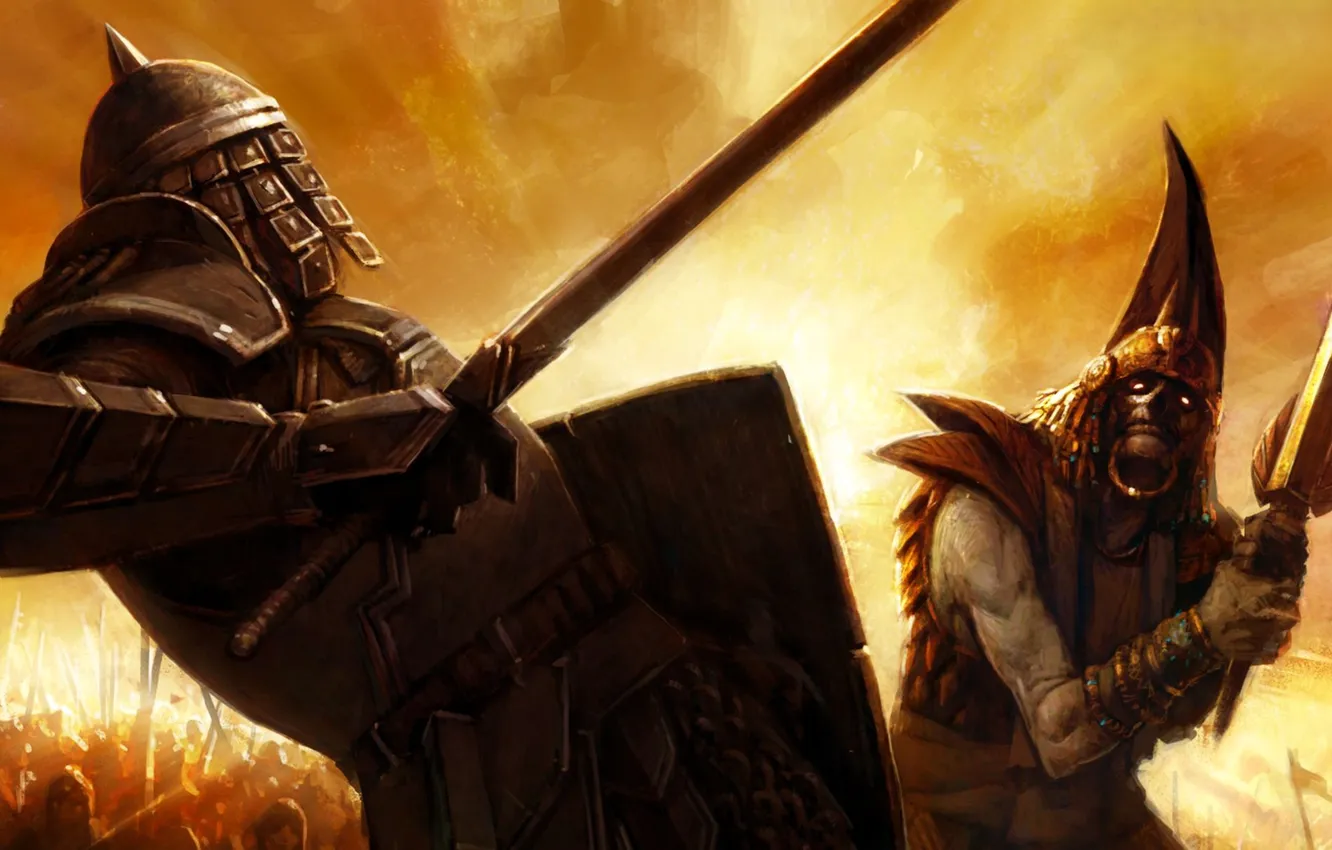 Photo wallpaper weapons, sword, armor, battle, spear, shield, army, Guild Wars
