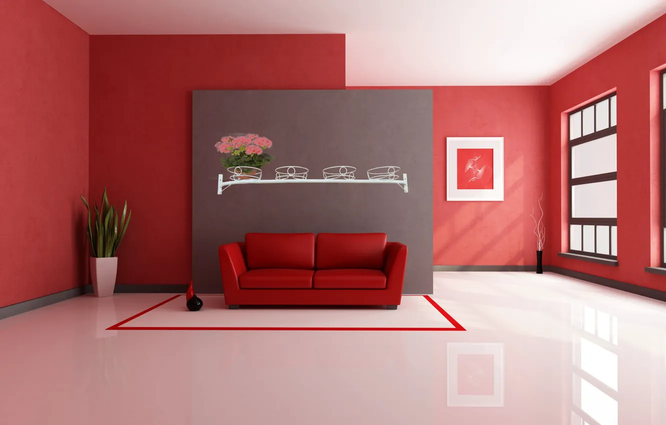 Photo wallpaper style, room, sofa, interior, minimalism