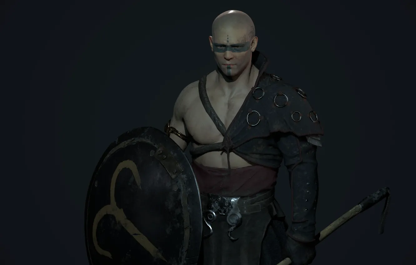 Photo wallpaper warrior, art, shield, The Warrior, Jordan Knight