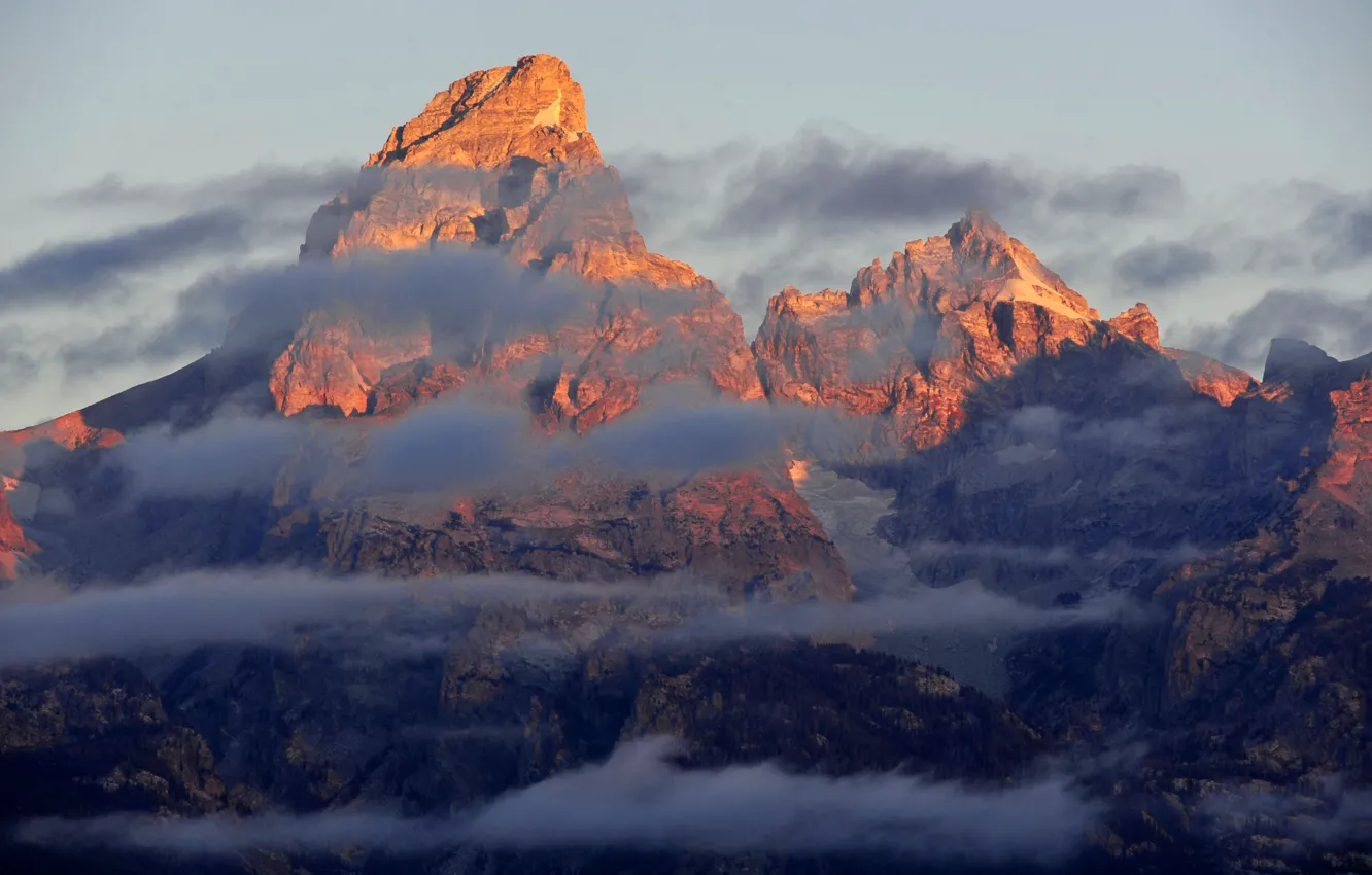 Photo wallpaper the sky, clouds, trees, mountains, nature, rocks