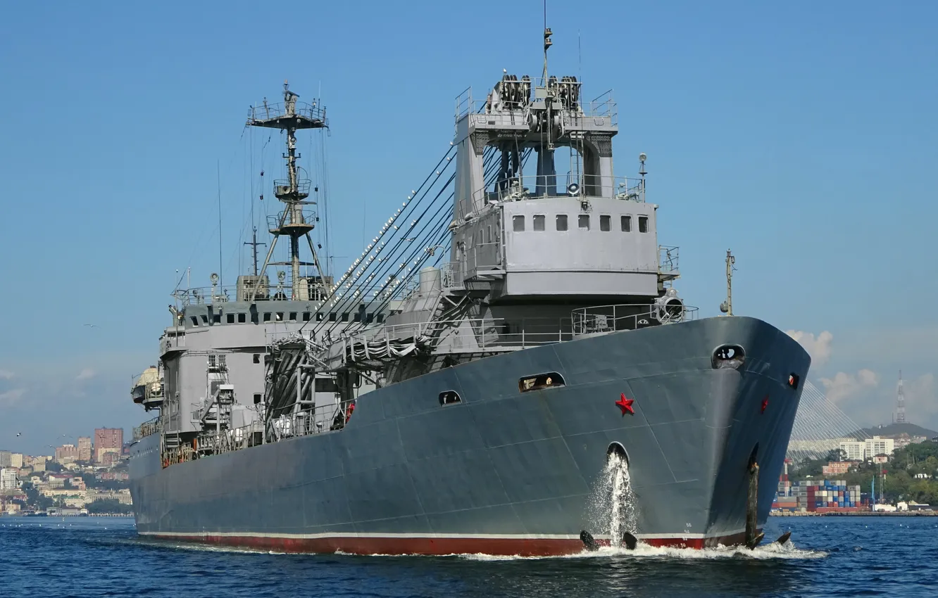 Photo wallpaper ensure, military transport, Daugava