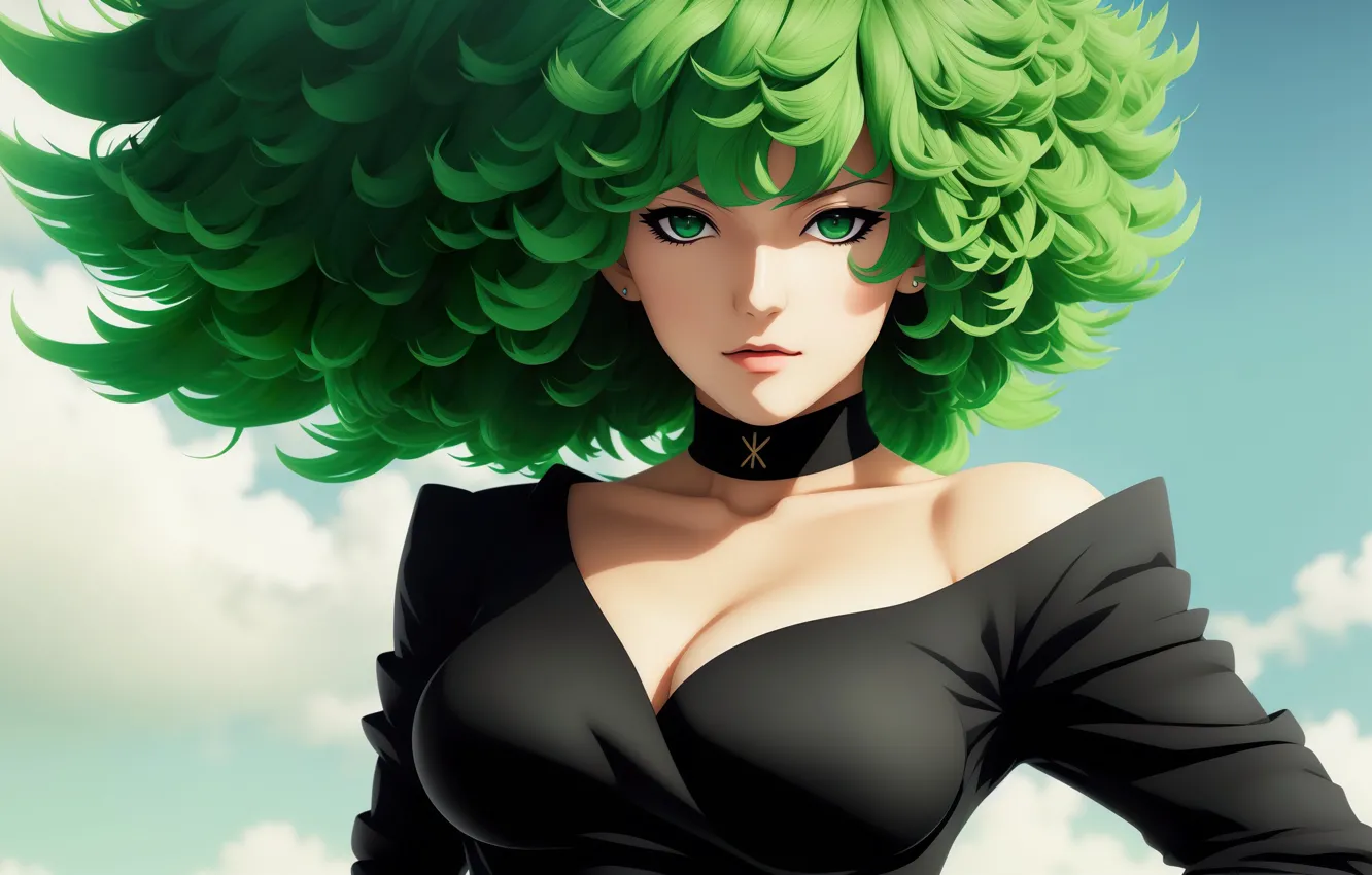 Photo wallpaper girl, anime, art, Tatsumaki, Stable Diffusion, Neuronet, AI Art, original ai-artwork