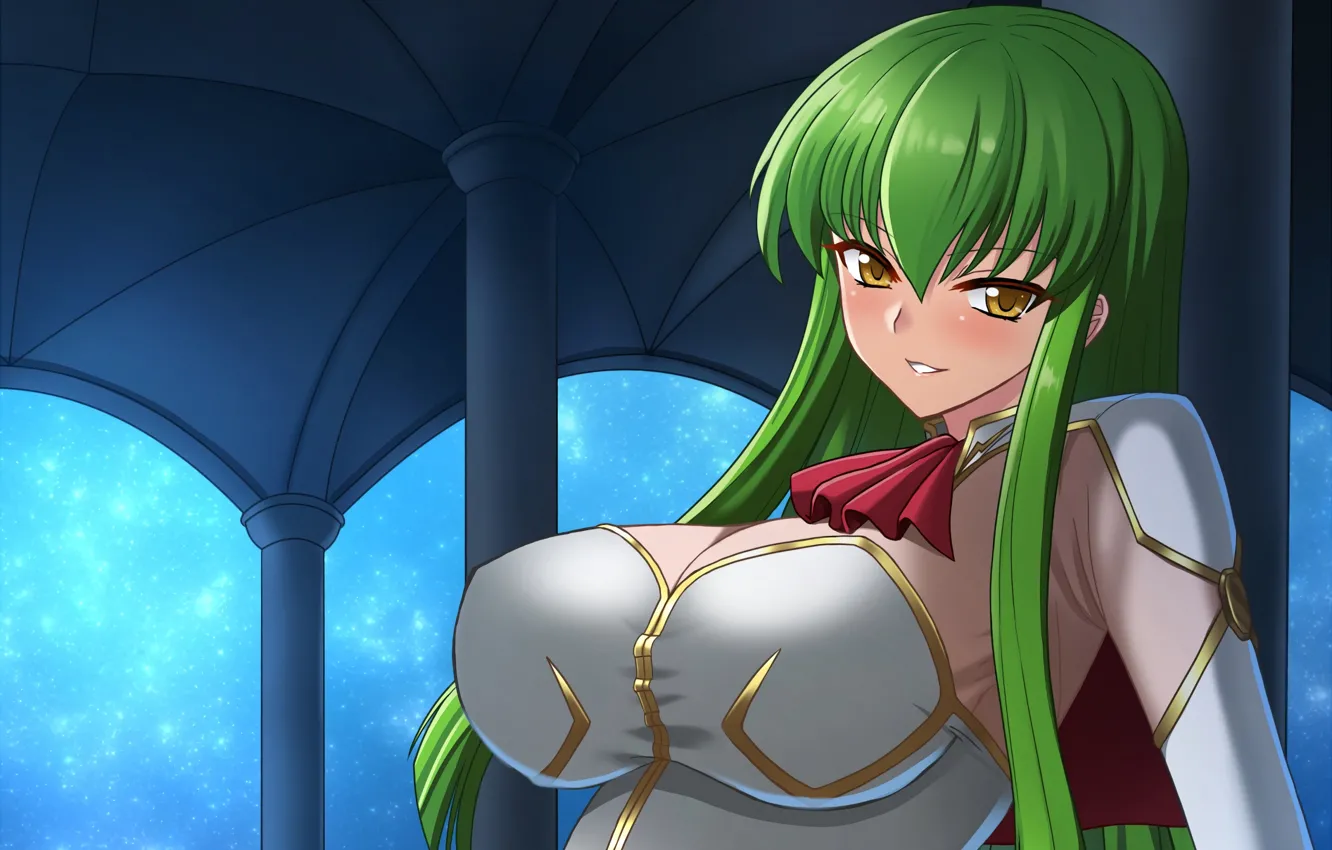Photo wallpaper girl, sexy, cleavage, Code Geass, blouse, long hair, boobs, anime