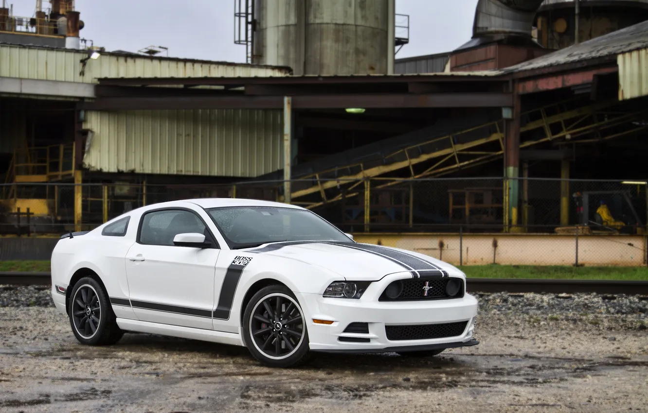 Photo wallpaper white, mustang, Mustang, white, ford, Ford, side view, boss 302