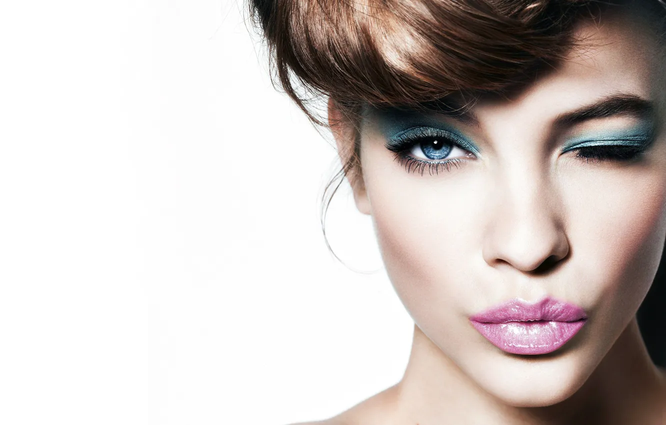 Photo wallpaper look, girl, face, sweetheart, model, makeup, lips, beauty