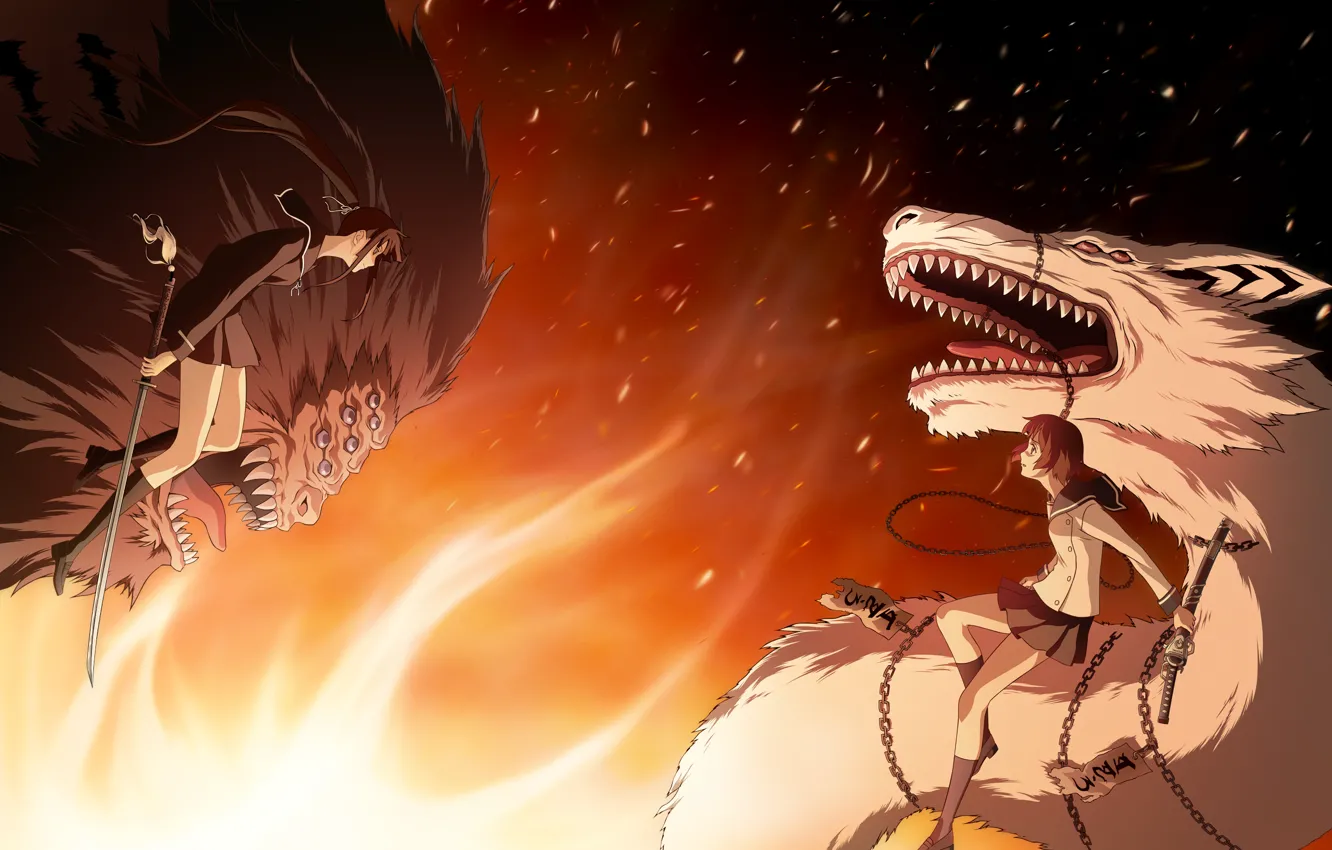 Photo wallpaper girl, dragon, monster, battle