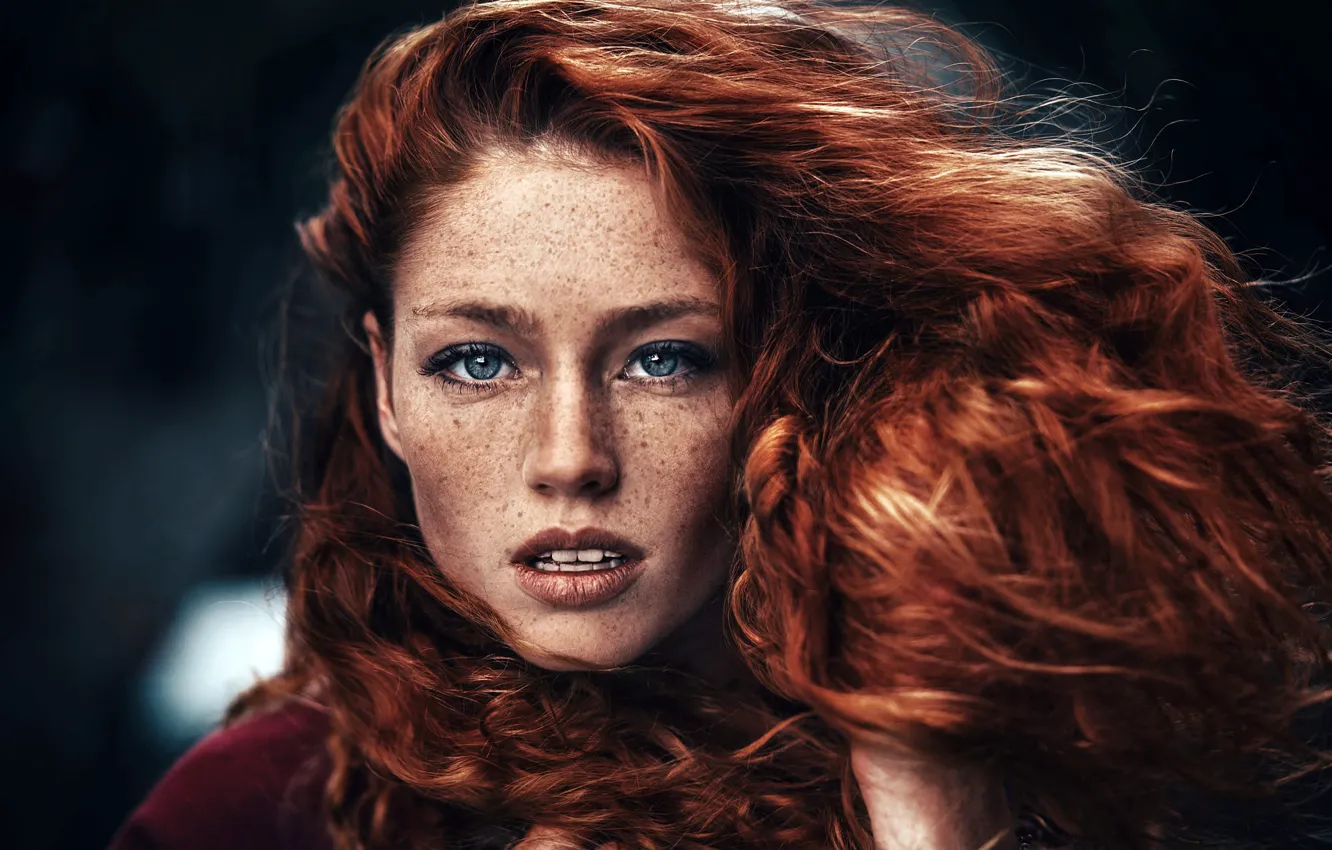 Photo wallpaper look, close-up, face, pose, background, model, portrait, makeup