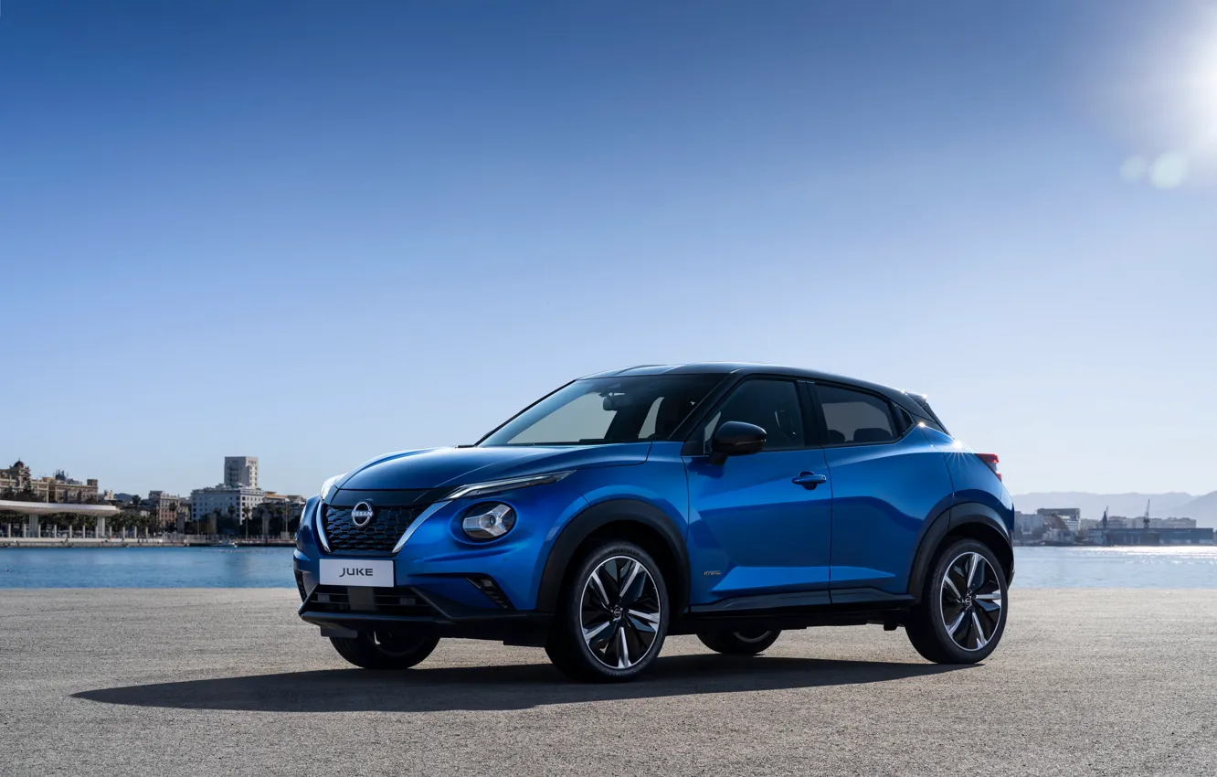 Photo wallpaper the sun, blue, channel, Nissan, crossover, Juke Hybrid