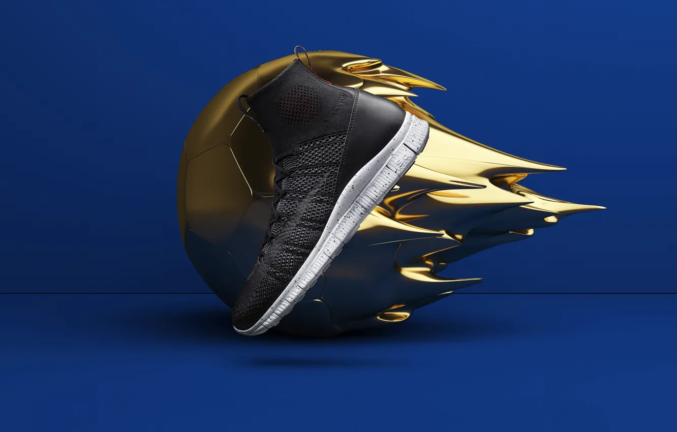 Photo wallpaper rendering, the ball, shoes, advertising, sneakers, Nike