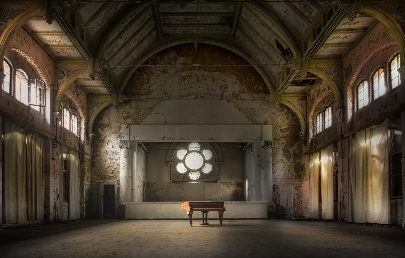 Photo wallpaper music, hall, piano