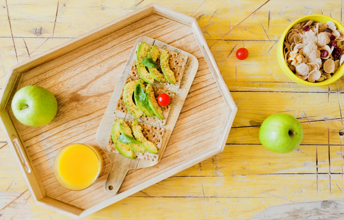 Photo wallpaper Breakfast, juice, buterbrodi