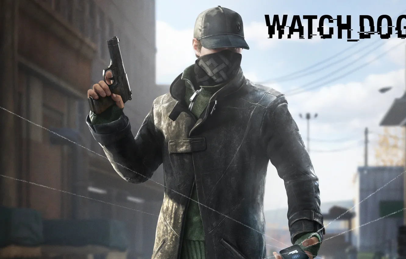 Photo wallpaper gun, headband, black, Watch Dogs