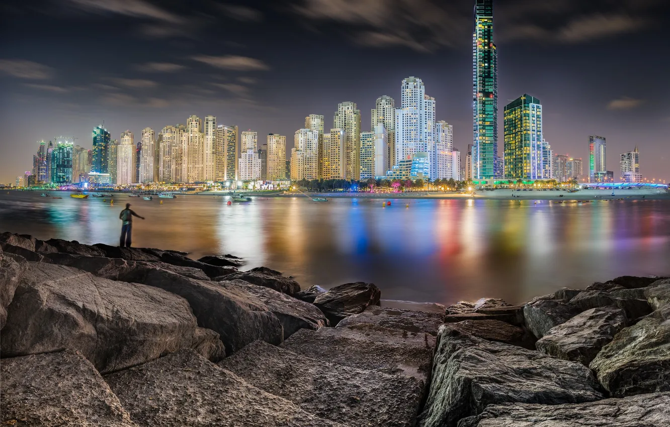 Photo wallpaper Dubai, fisherman, Jumeirah Beach Residence