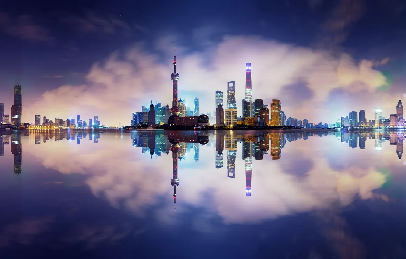 Photo wallpaper reflection, the city, China