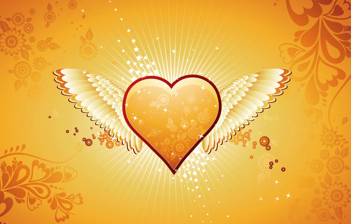 Photo wallpaper stars, love, heart, wings, Valentine's day, heart, valentines day