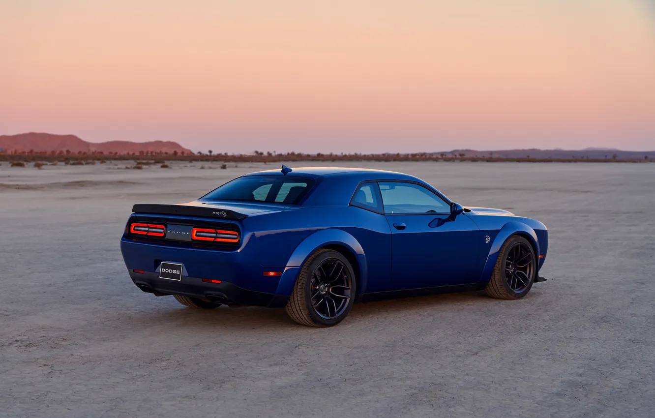 Photo wallpaper Dodge, Challenger, rear view, Dodge Challenger SRT Hellcat Widebody