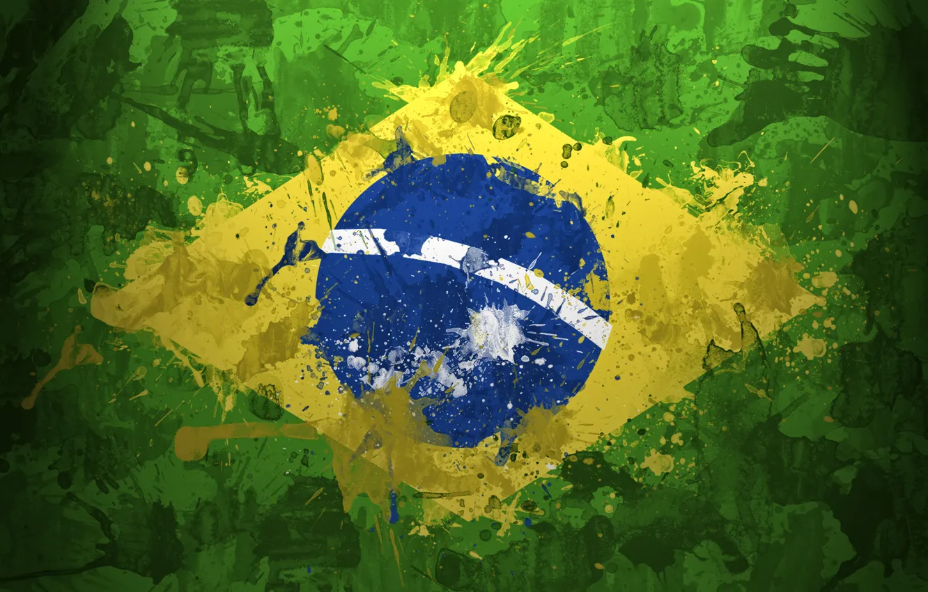Photo wallpaper planet, texture, green, flags, earth, texture, the globe, Brazil