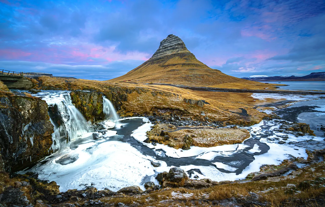 Photo wallpaper mountains, Iceland, Iceland, Kirkjufell, Snæfellsnes Peninsula