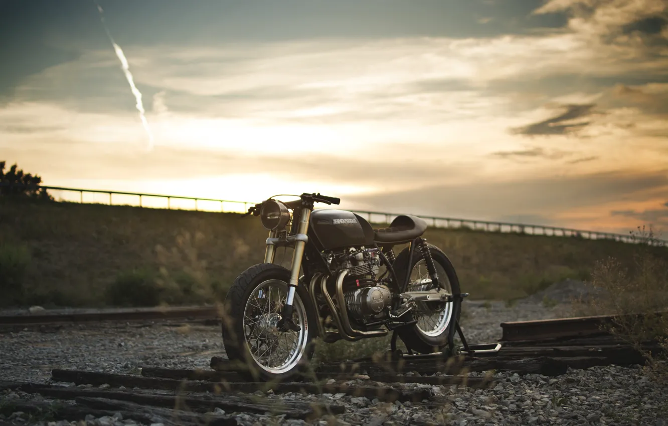 Photo wallpaper honda, evening, cafe racer