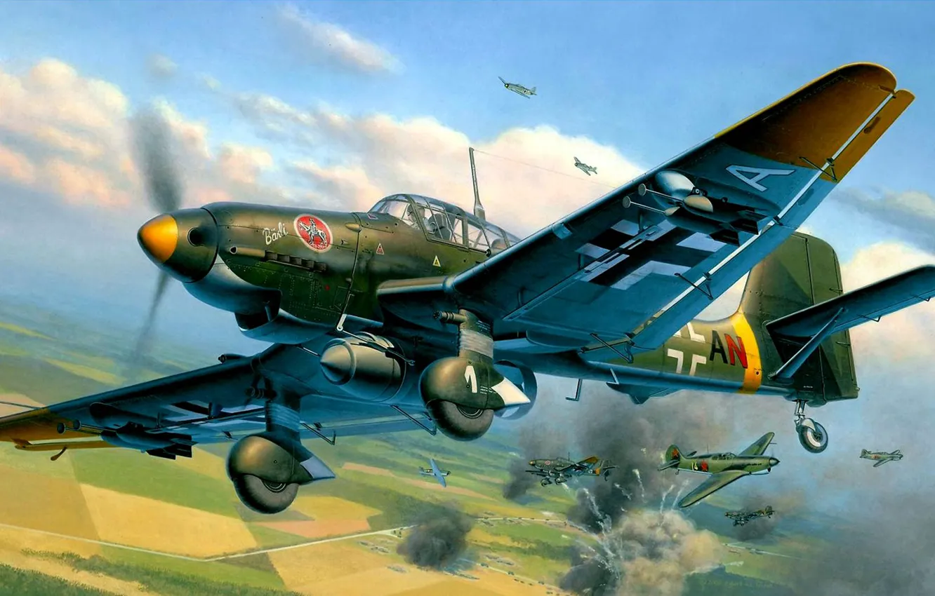 Photo wallpaper figure, art, dive bomber, Junkers, Ju 87