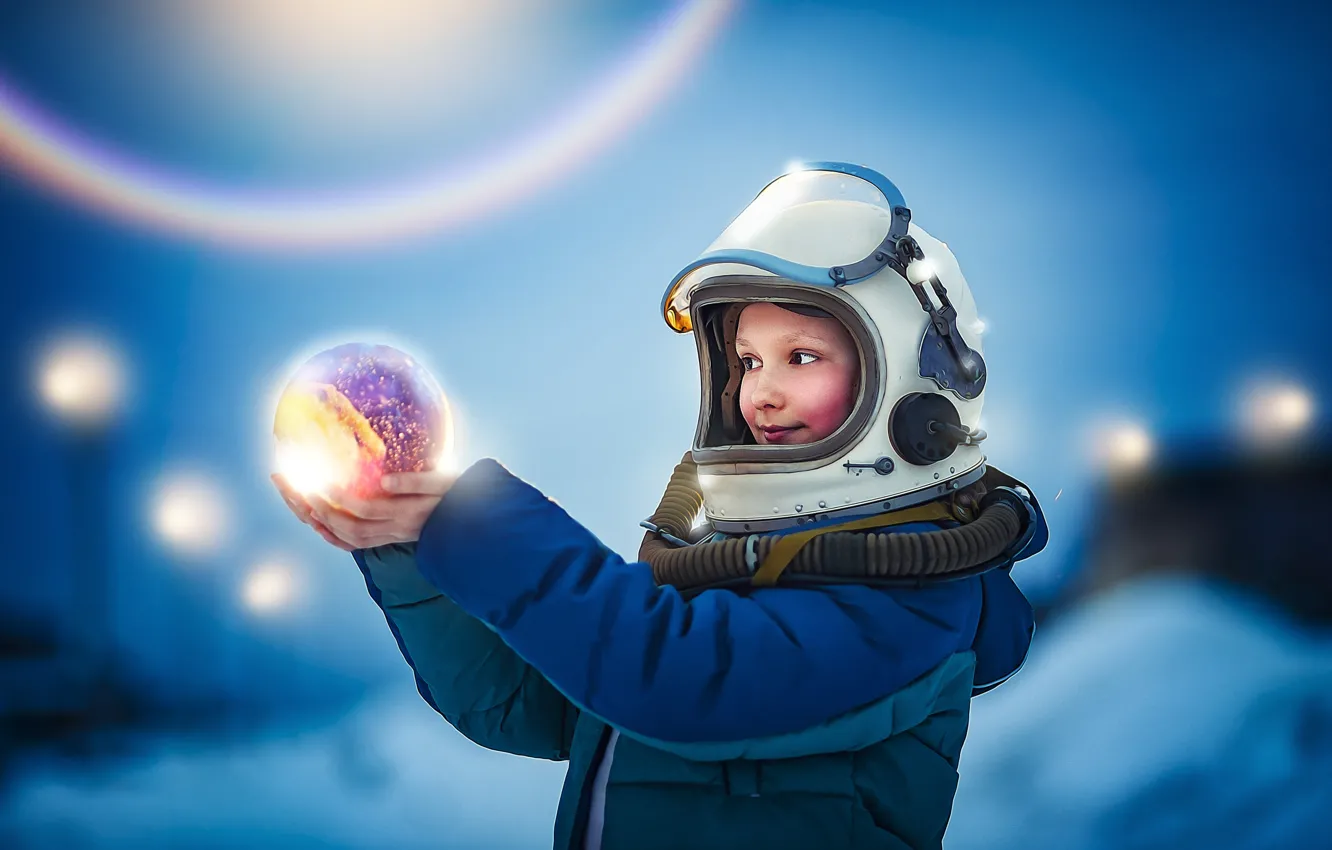 Photo wallpaper children, astronaut, the suit, costume, Ksenia Lysenkova