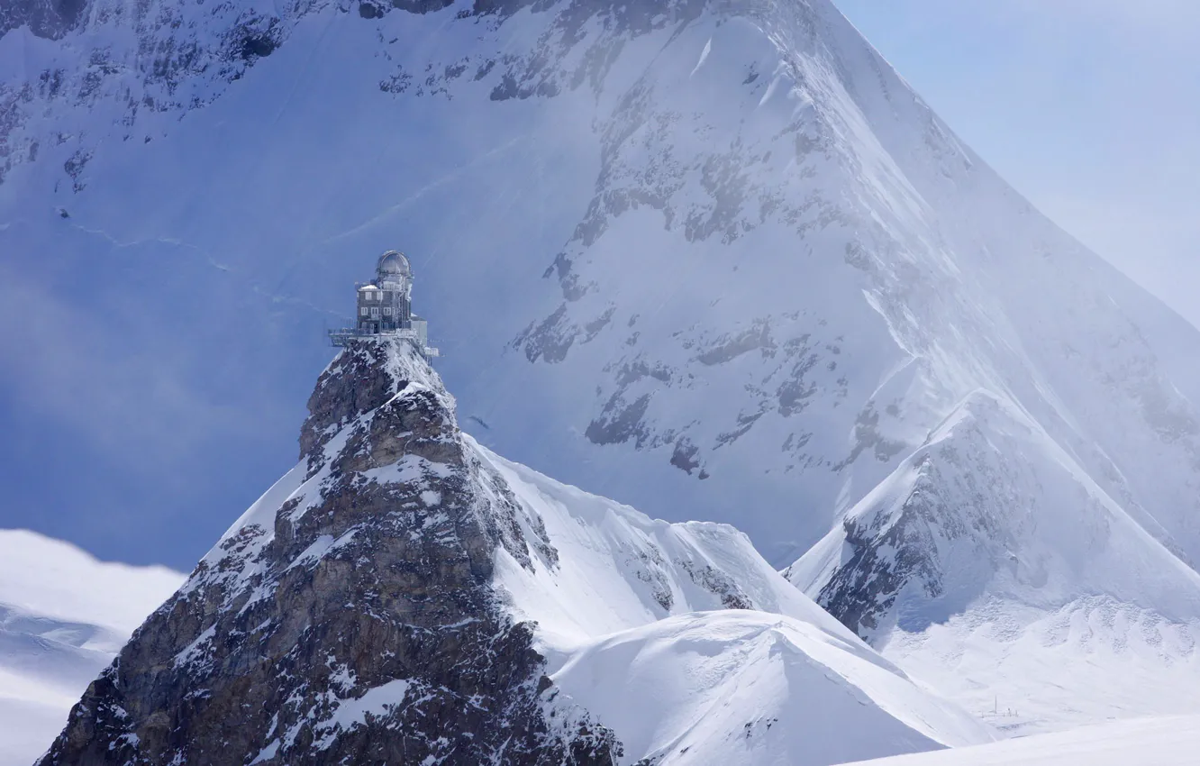 Photo wallpaper Sphinx, Switzerland, Observatory, snow, mountains, Sphinx Observatory