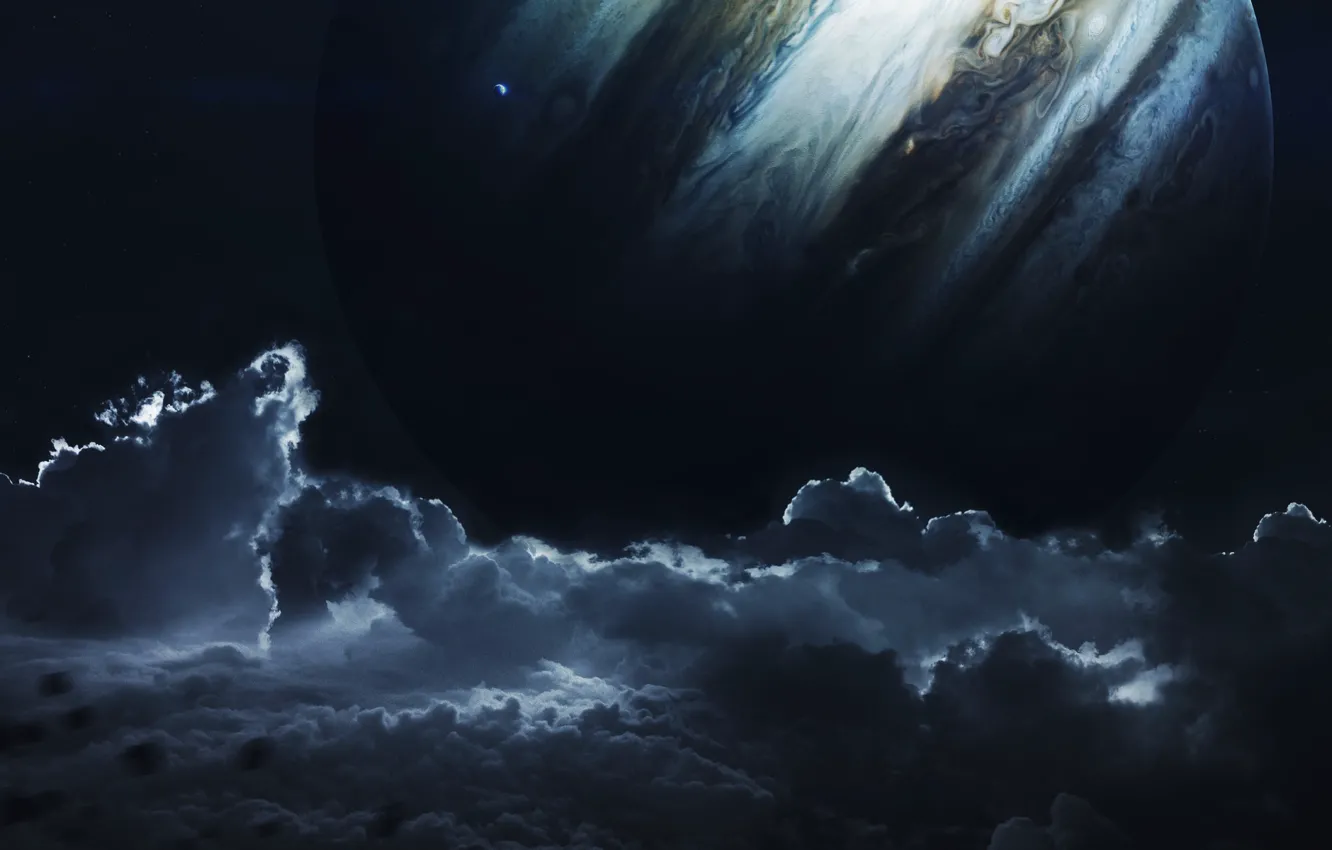 Photo wallpaper The sky, Clouds, Planet, Space, Clouds, Sky, Art, Space