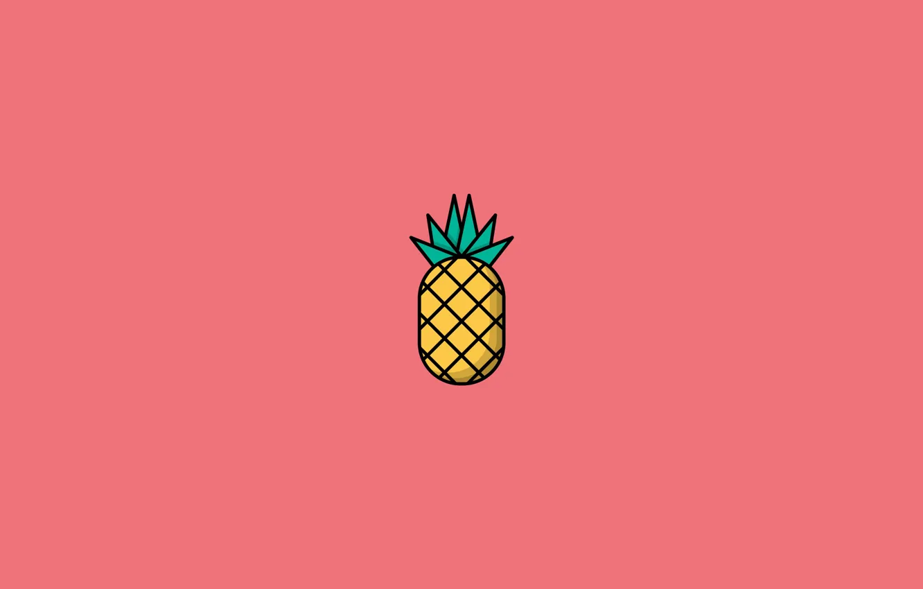 Photo wallpaper grass, line, pink, small, pineapple, pink background, pineapple