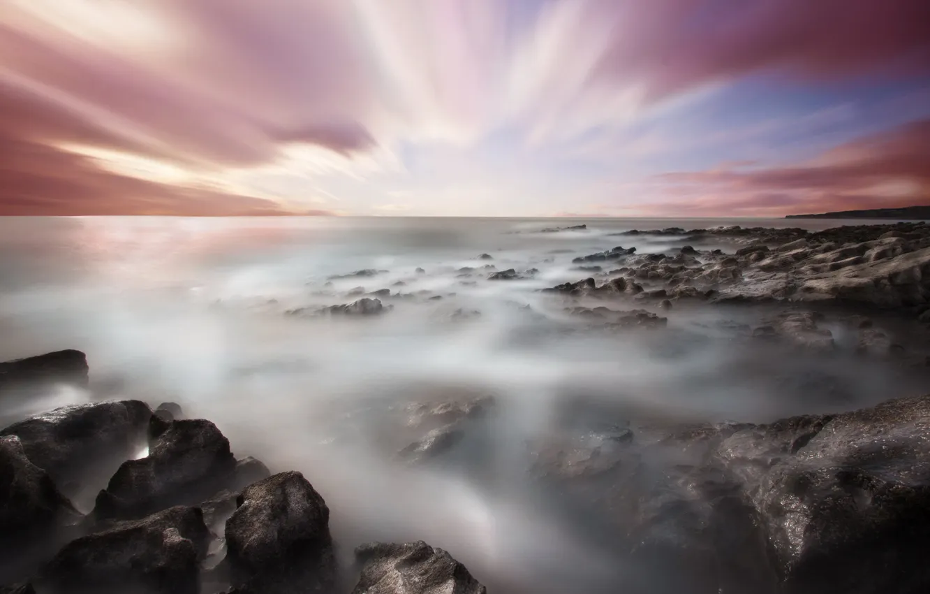 Photo wallpaper sea, landscape, sunset, nature