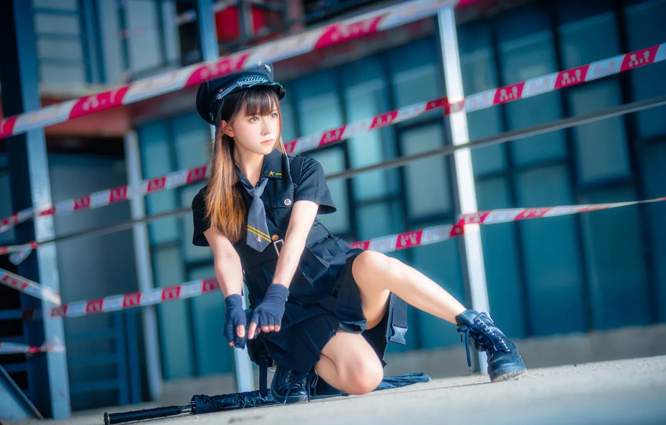 Photo wallpaper Gun, Beautiful, Asian, Model, Umbrella, Woman, Weapon, Cute