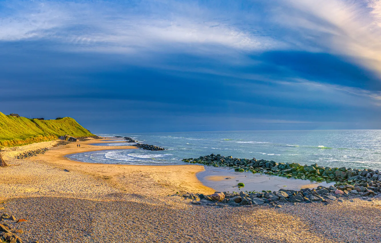 Photo wallpaper sea, coast, Denmark, panorama