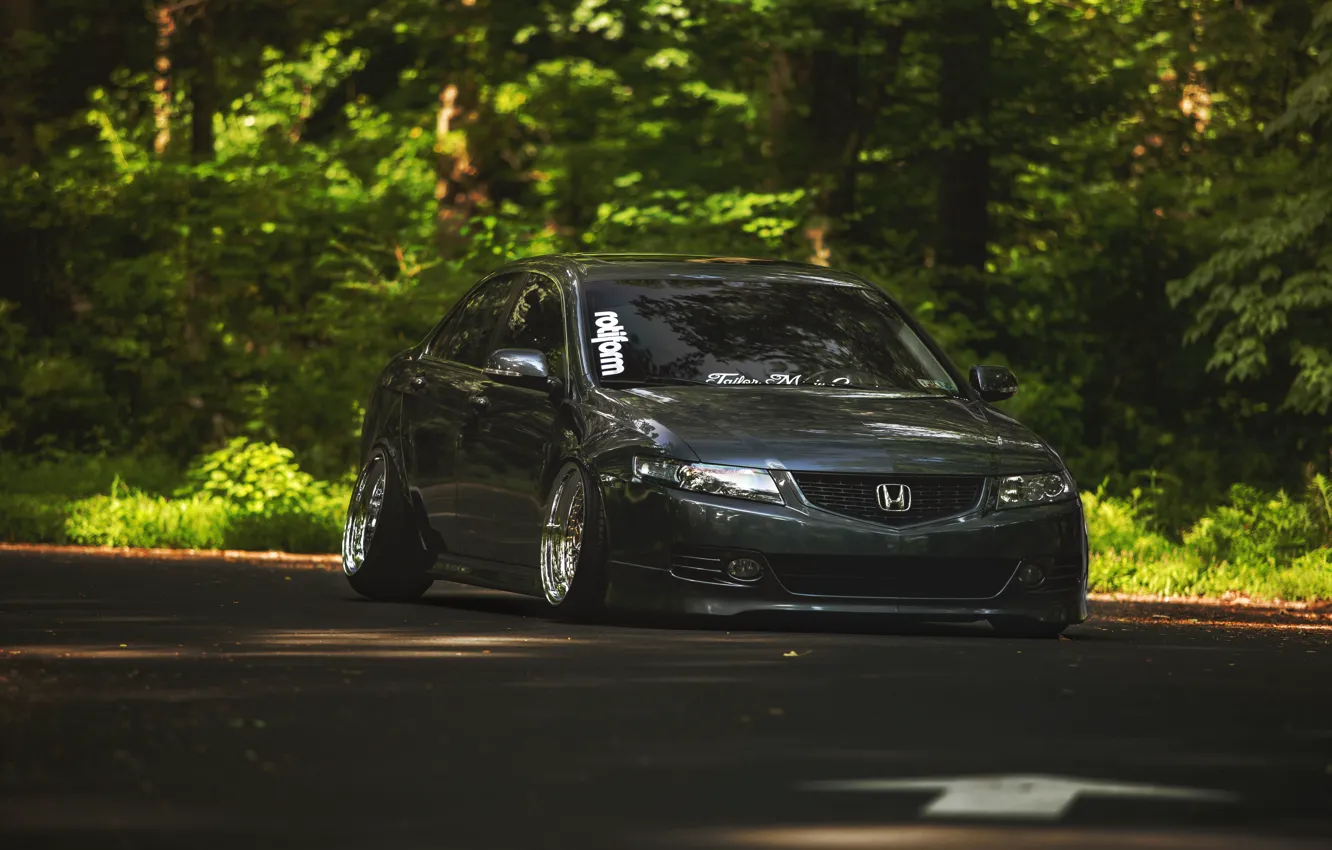 Photo wallpaper the city, Honda, the front, accord, stance, Acura TSX