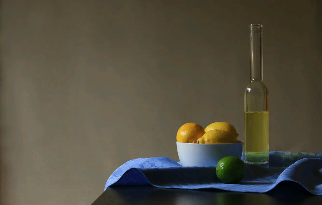 Photo wallpaper style, lemon, bottle, lime, lemonade
