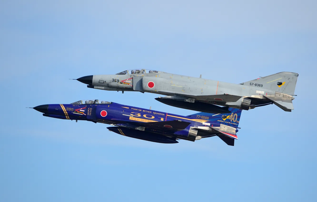 Photo wallpaper fighters, flight, Phantom II, Phantom II, Mitsubishi F-4EJ