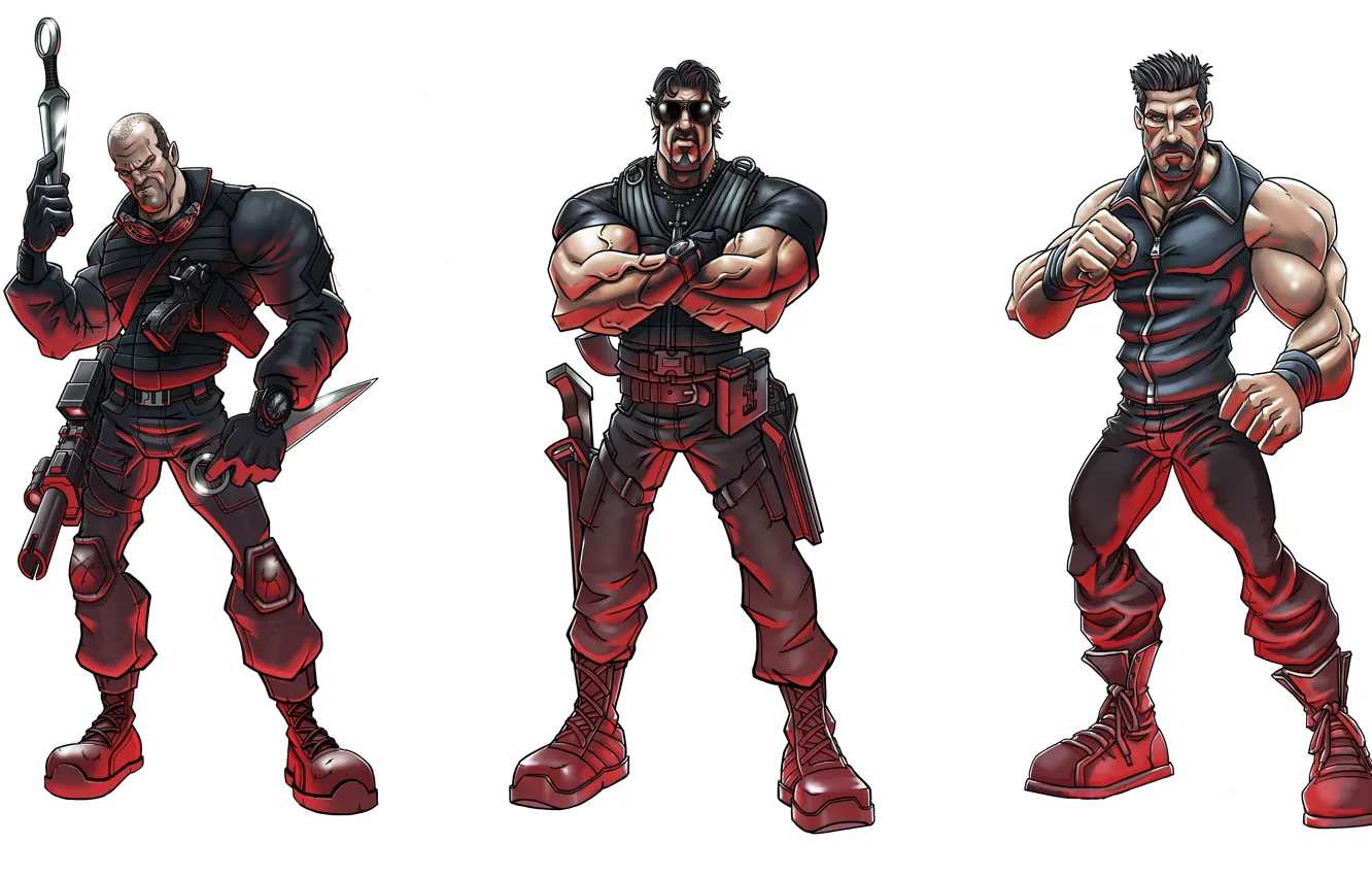 Photo wallpaper Sylvester Stallone, Jason Statham, Sylvester Stallone, Jason Statham, The Expendables 2, Scott Edkins, Scott Adkins, …