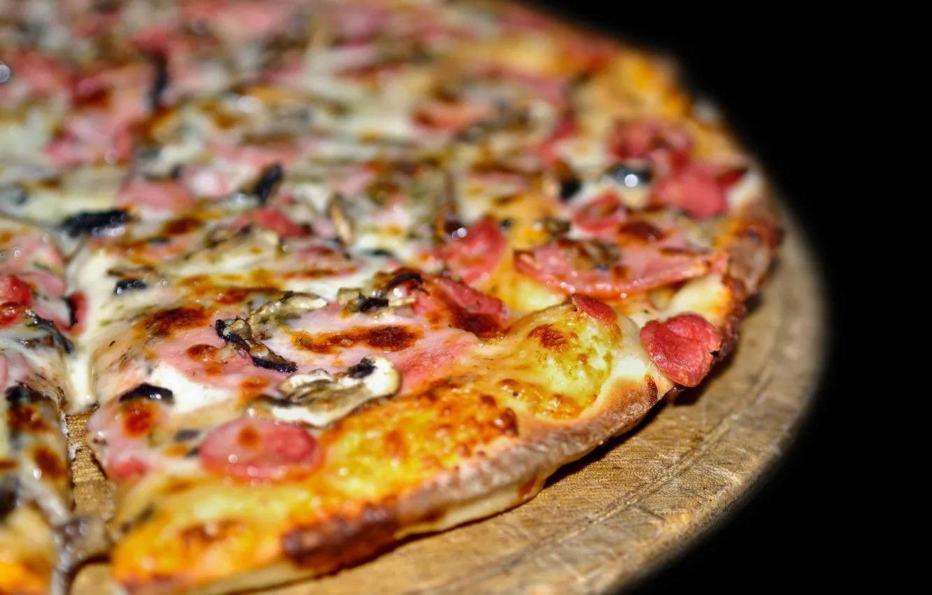Photo wallpaper meat, pizza, sausage, dish, ham