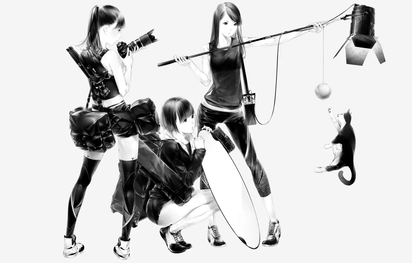 Photo wallpaper cat, girl, art, photoshoot, Sawasawa