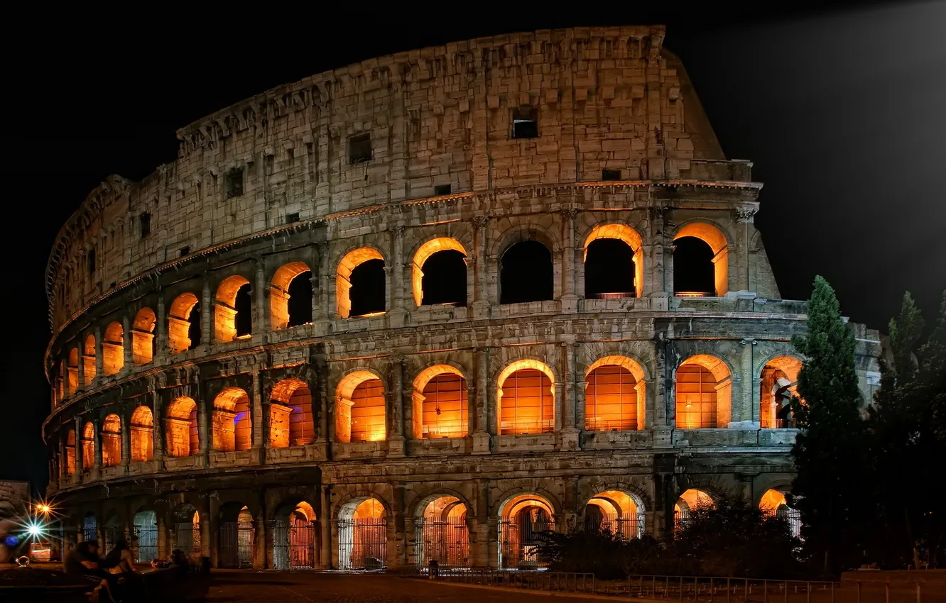 Photo wallpaper night, the city, Rome, ruins